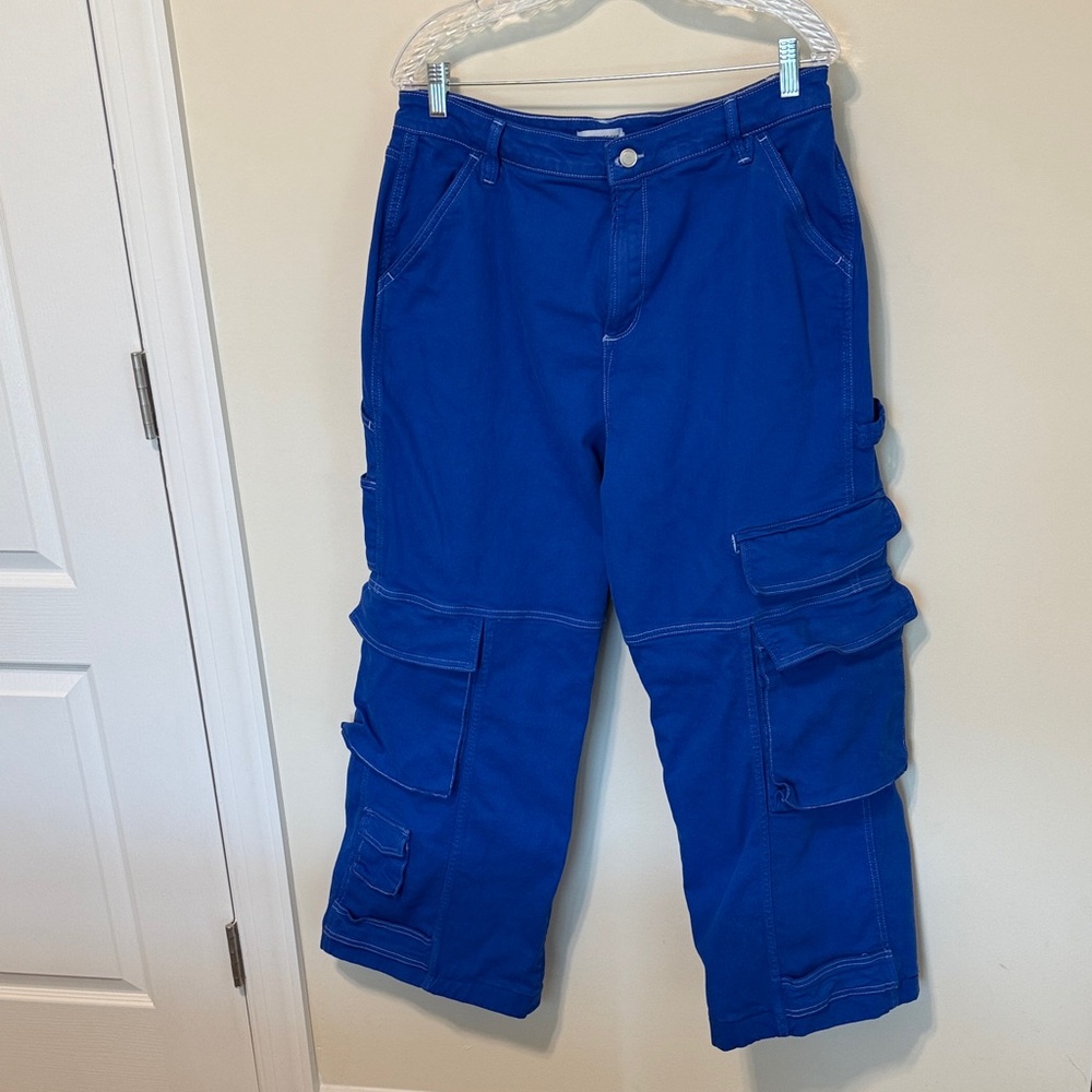 Good American Women’s Light Compression Royal (Wave) Blue Cargo Pants / Size 12
